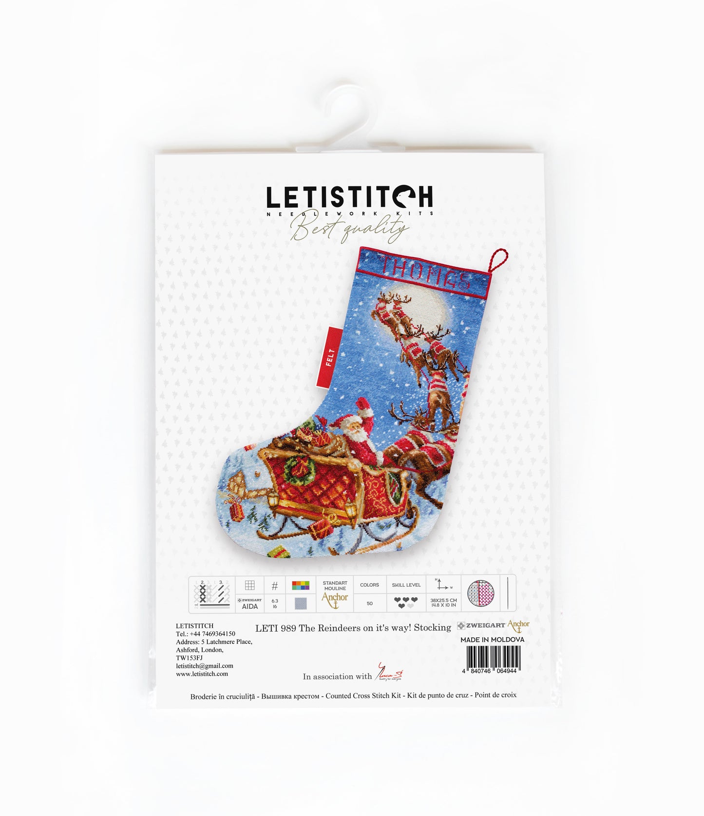 LETI 989 The Reindeers on their way! Stocking
