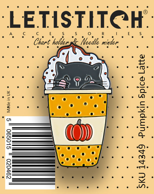 Letistitch Pumpkin Spice Latte Chart Holder & Needle Minder 14349