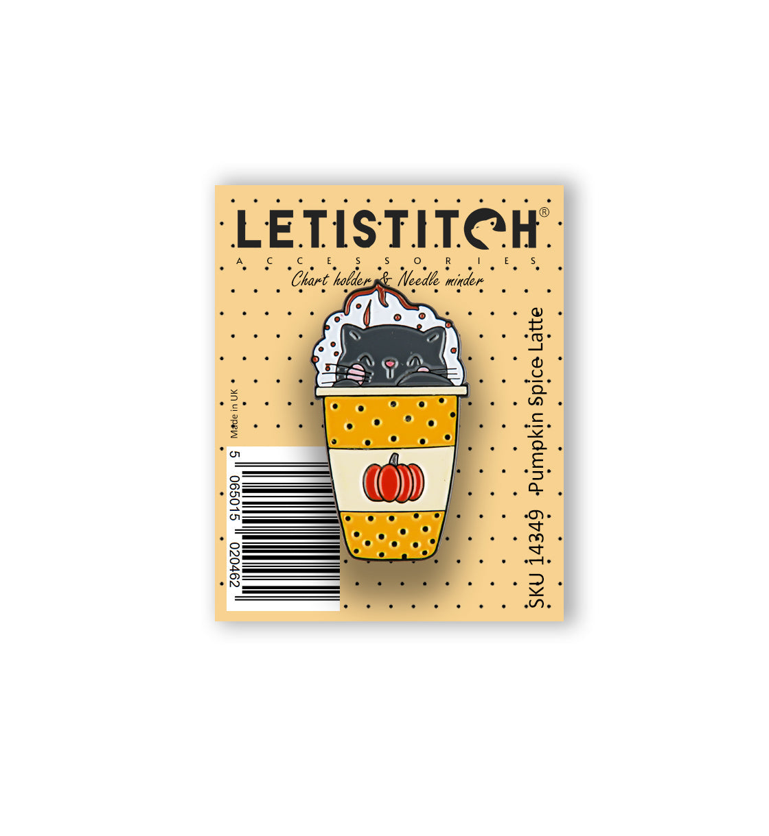 Letistitch Pumpkin Spice Latte Chart Holder & Needle Minder 14349