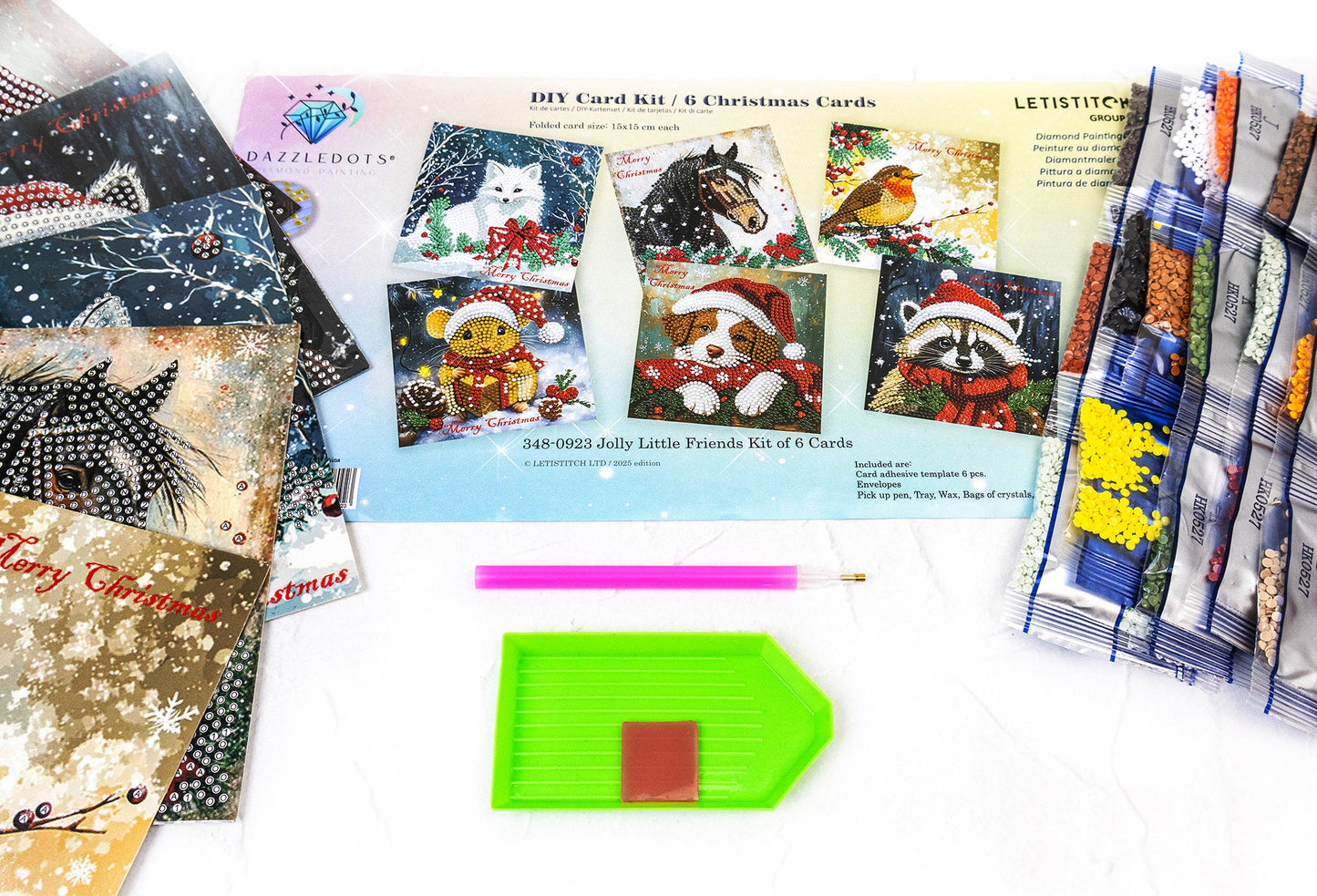 Jolly Little Friends – DIY Diamond Painting Christmas Card Kit (Kit of 6) 348-0923