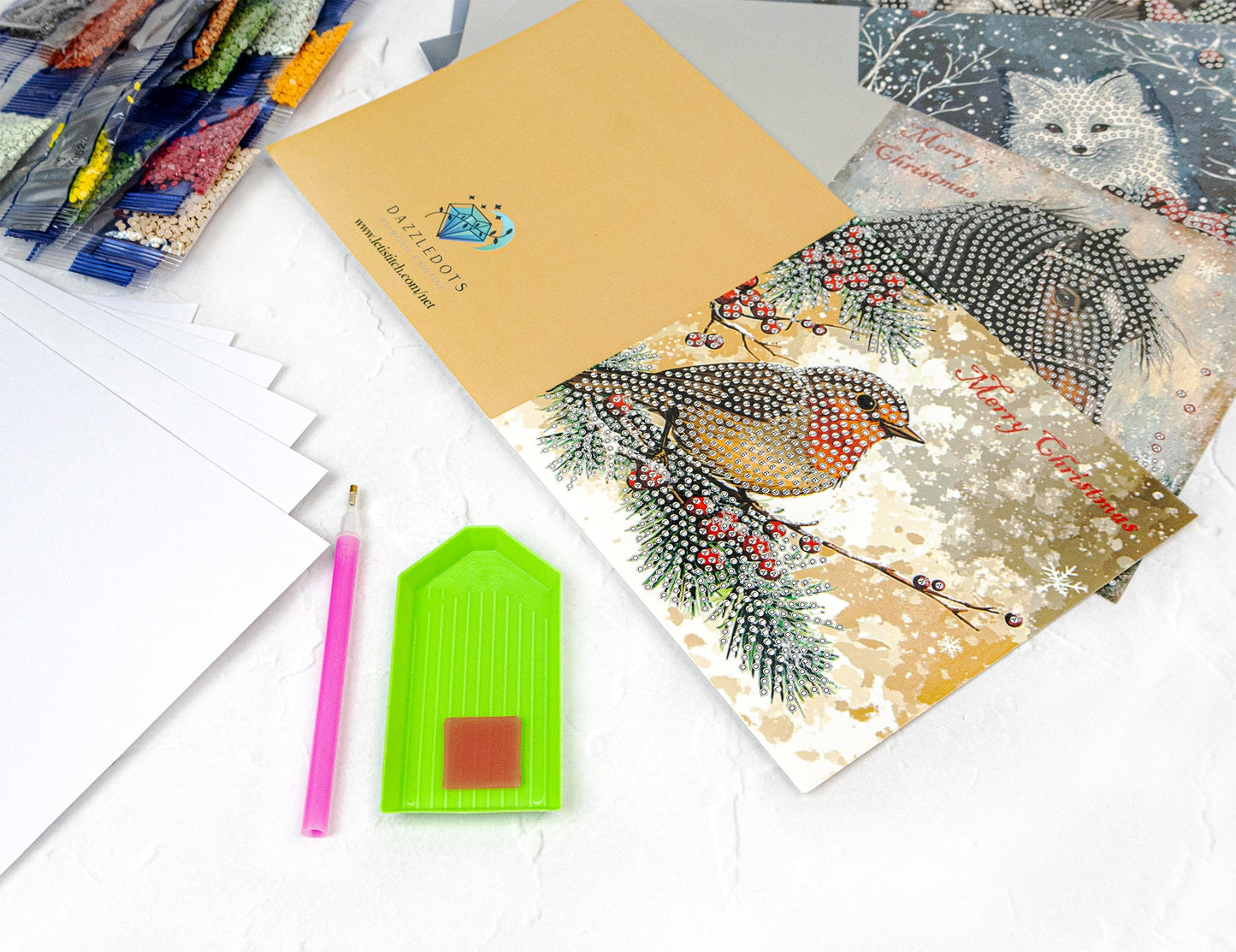 Jolly Little Friends – DIY Diamond Painting Christmas Card Kit (Kit of 6) 348-0923