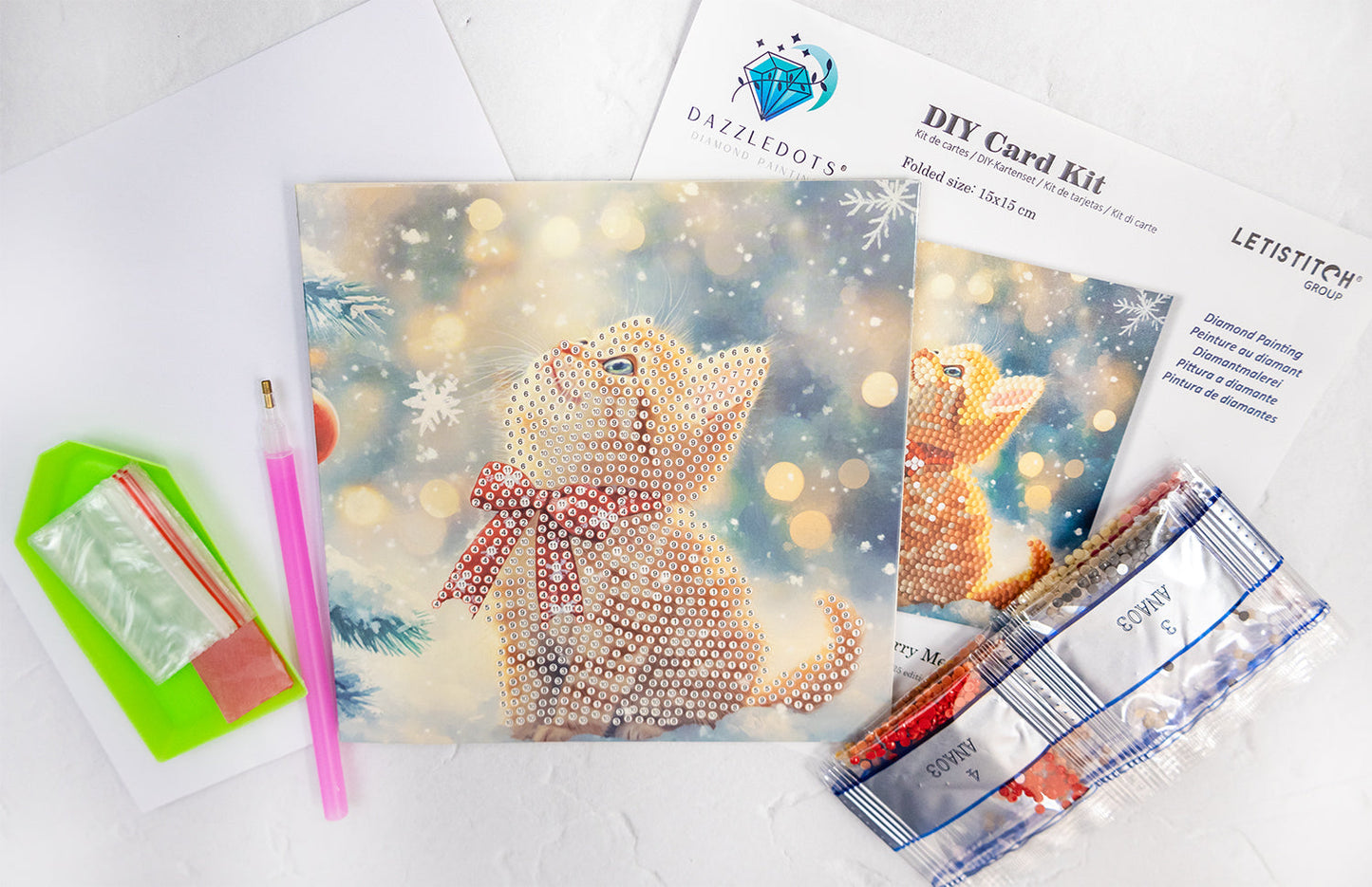 DIY Diamond Painting Card Kit – “Merry Meow” (480-787)