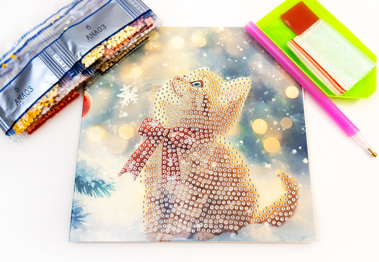DIY Diamond Painting Card Kit – “Merry Meow” (480-787)