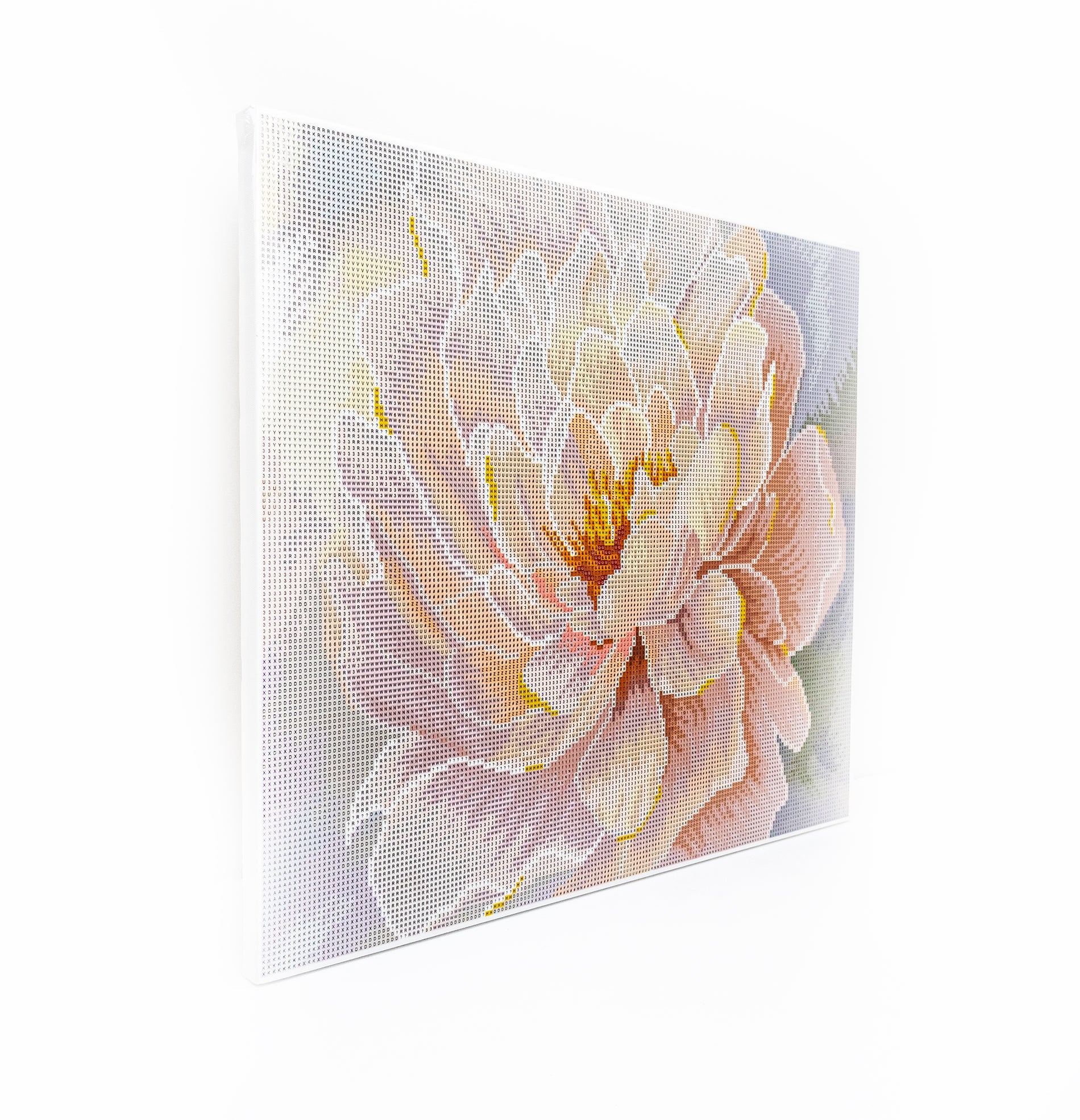 Decorative crystal art, diamond painting kit with a floral design on a white background
