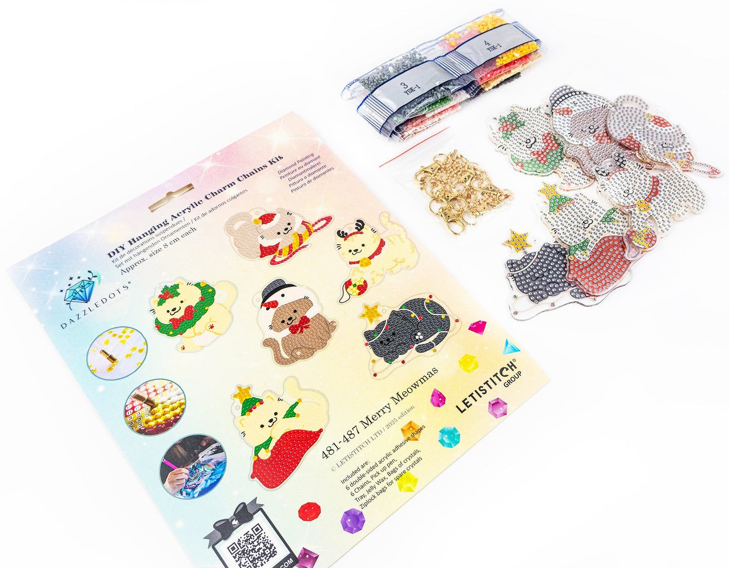 Merry Meowmas – DIY Hanging Acrylic Charm Chains Kit (Kit of 6) 481-487