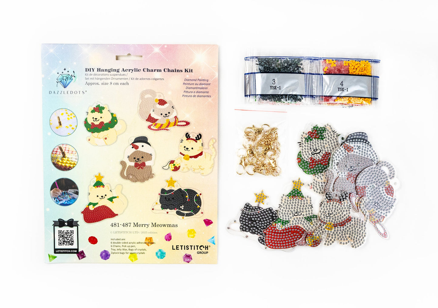 Merry Meowmas – DIY Hanging Acrylic Charm Chains Kit (Kit of 6) 481-487