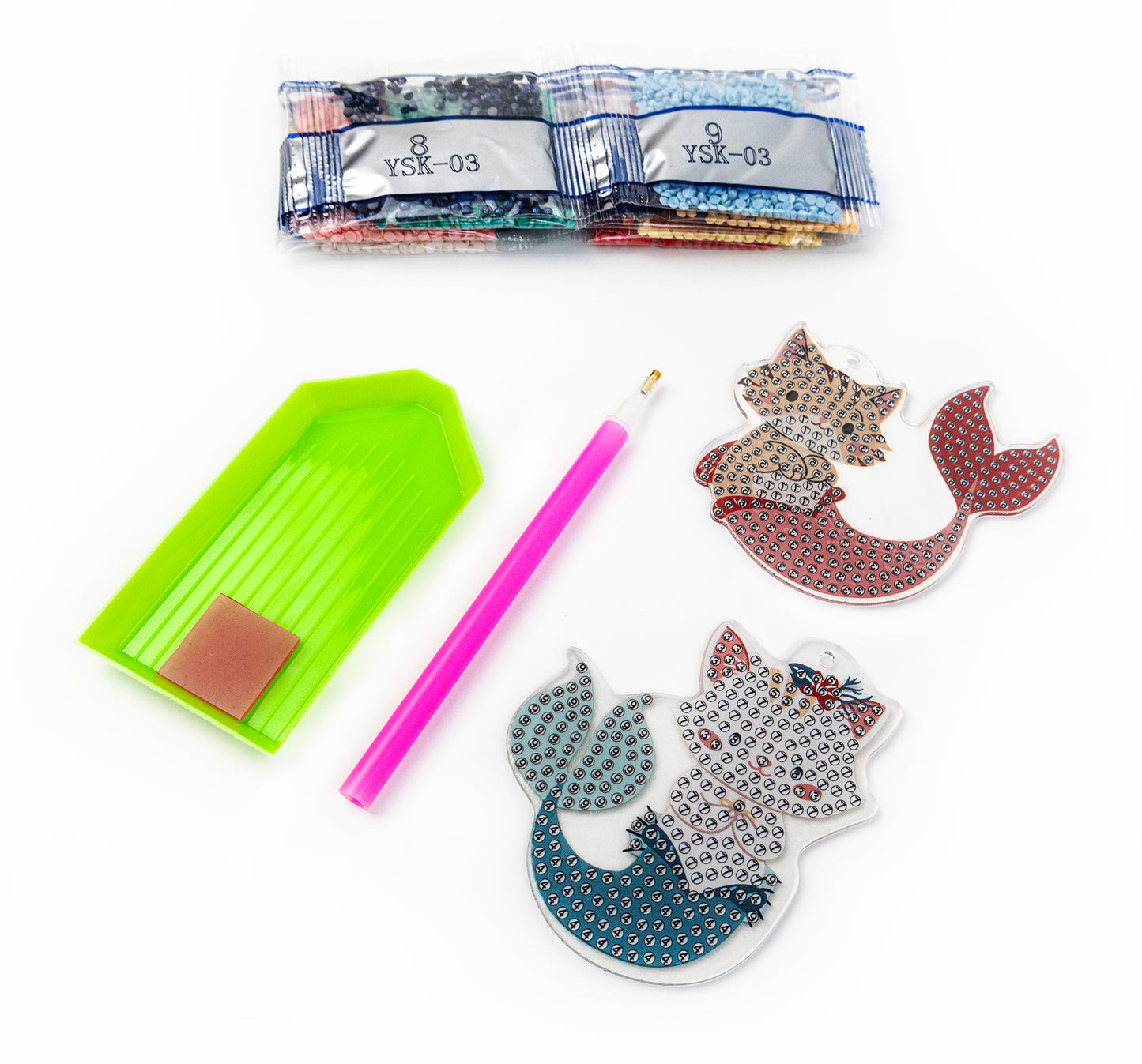 481-494 Mermaid Cats - DIY Hanging Acrylic Charm Chains Kit (Kit of 6)