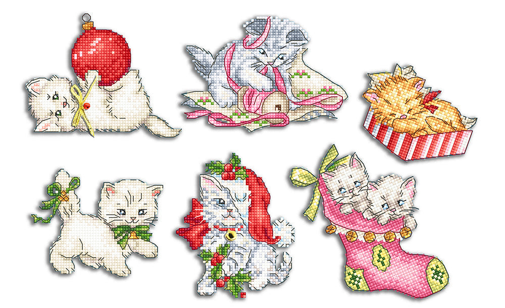 L430 Christmas Kitties 6 pcs. Ornaments - CHART+treasures