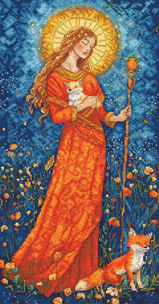 embroidery of a Goddess of the autumn