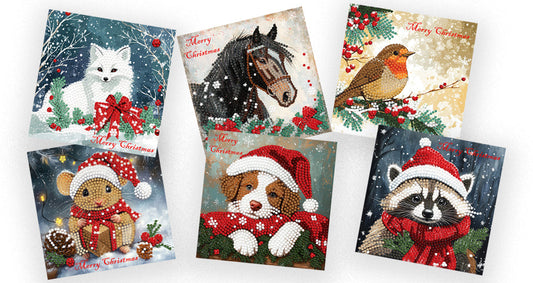 Jolly Little Friends – DIY Diamond Painting Christmas Card Kit (Kit of 6) 348-0923